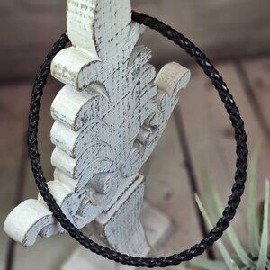 Black Faux Leather Braided Choker with Eye Hook Closure